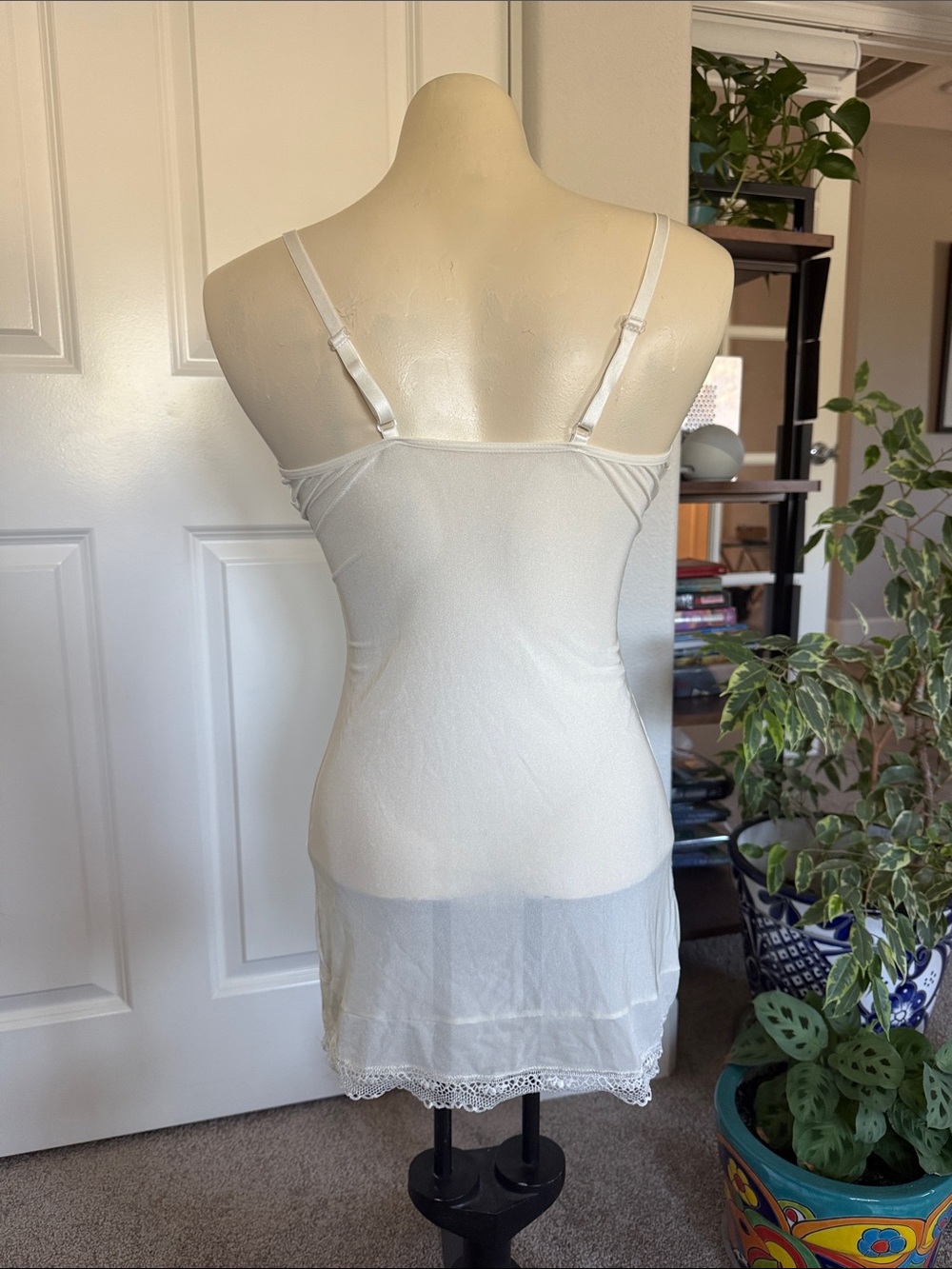 Vintage White Chemise with Mint Stripes and Pink Bows - Picture 2 of 5